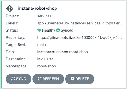Argo CD instana-robot-shop-instance