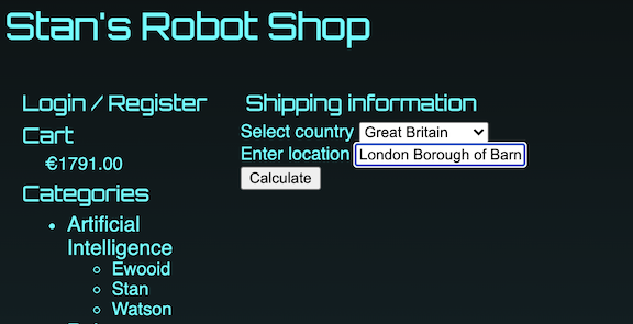 Robot Shop checkout