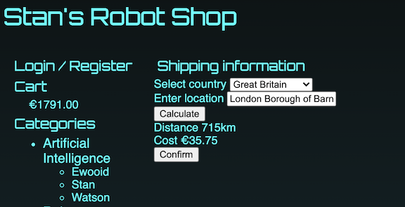 Robot Shop confirm