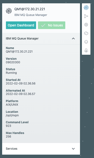 Map MQ Queue Manager dashboard