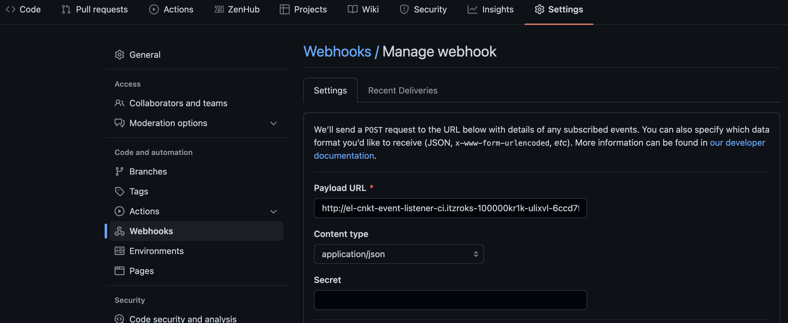 Edit Webhook